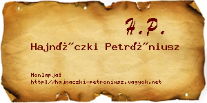 Hajnáczki Petróniusz névjegykártya